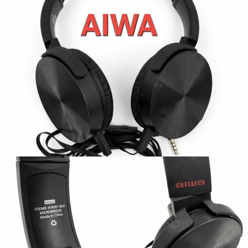 AIWA Wired Stereo Headphones Over-Ear Classic Vintage Style Tested Working Good